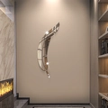 Adesivo da parete specchio piuma in acrilico per decorazione creativa del soggiorno - Argento JM561B
