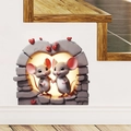 3D-Wandtattoo mit Cartoon-Mäusen im Herzloch für kreative Eckdekoration im Haus - Liebe Mäuse PH-10347