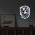 Adesivo murale neon ragazza floreale luminosa con luce blu per decorazione camera - Stile Ragazza Floreale Vibrante (PH-YG099)
