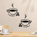 Adesivi murali 3D tazza di caffè in acrilico nero effetto specchio per sala da pranzo - Stile Motivo Tazza di Caffè (JM5008) / Nero
