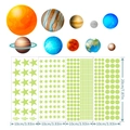 Luminous solar system planet and glowing star dot wall stickers for kids room decor - Solar System With Dots And Stars Set (YG028)