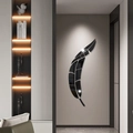 Adesivo murale a specchio in acrilico piuma nera per decorazioni moderne del soggiorno - Nero JM561B