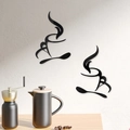 Minimalist black acrylic coffee cup wall stickers set for kitchen and cafe wall decor - Black