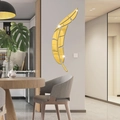 Adesivi murali a specchio in acrilico dorato a forma di piuma per arredo soggiorno - Oro JM561B