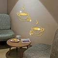 Adesivi murali a specchio in acrilico dorato tazza di caffè per decorazione fai da te casa - Stile Motivo Tazza di Caffè (JM5008) / Oro