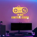 Golden acrylic mirror gamepad wall decal with I Have Control Issues quote for game rooms - Gold