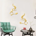 Golden acrylic mirror coffee cup wall stickers for modern home living room decor - Gold