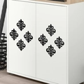 Set of 8 black fleur-de-lis acrylic mirror wall stickers for home furniture decor - Black