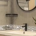 Adesivi murali specchiati in acrilico argento con motivo geometrico per il bagno - Argento (JM5004)