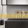 Adesivi murali specchiati in acrilico dorato con motivi geometrici per bagno e soggiorno - Oro (JM5004)