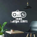 Acrylic mirror wall sticker with retro game controller icon and decorative text - Silver