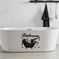 Moderner schwarzer Badezimmer-Wandaufkleber mit einer Frau in der Badewanne und Kunstschrift - Schwarz
