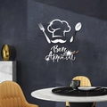 Acrylic mirror wall stickers with Bon Appetit text and chef hat for kitchen decor - Silver