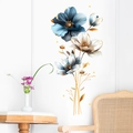 3D-Relief Wandaufkleber mit eleganten blau-goldenen Blumen für Schlafzimmer Wanddekoration - Blau-Weißes Blumen-Stil (PH-QT670)