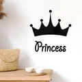 Acryl Spiegel Wandtattoo mit Krone und Princess Schriftzug für Zimmerdeko - Schwarz