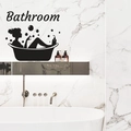 Black silhouette bathroom wall sticker featuring a woman in a tub with Bathroom text - Bathing Sticker