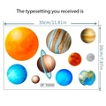 Glow-in-the-dark solar system planet wall stickers set measuring 30x20cm for room decor - YG028 Planets Sheet