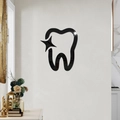 Adesivo murale a specchio 3D in acrilico nero a forma di dente con stella scintillante - Nero