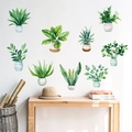 Detalle de nueve pegatinas de pared de plantas en macetas en estilo acuarela para el hogar - Estilo de Planta en Maceta de Acuarela 1 (PH-QT605)