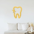 Adesivo murale a specchio in acrilico dorato a dente con stella per salotto moderno - Oro