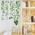 Détail de stickers muraux de vignes vertes montrant des feuilles dans un salon minimaliste - Vignes Denses (PH-QT613)