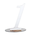 Clear acrylic wedding table number one with a stable oval base for modern event decor - Silver Number 1 (BT070)
