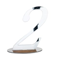Silver mirror acrylic table number 2 with circular base for modern wedding decor - Silver Number 2 (BT070)