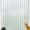 Privacy window film with white vertical stripes and frosted finish for home glass decor - Ribbed
