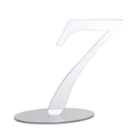 Detailed view of acrylic table number 7 with a circular mirror base for weddings - Silver Number 7 (BT070)