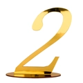Détail du numéro de table 2 en acrylique doré miroir avec base ronde pour réception - Numérique Doré (Deux)