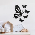 Stickers muraux papillons miroirs en acrylique noir pour décor de chambre moderne - Noir