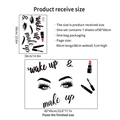 Creative makeup wall sticker with eyelashes, red lipstick, and Wake Up Make Up text - Makeup Style (PH-QT871)