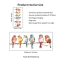 Adesivi murali uccelli colorati acquerello su ramo con misure 60x19cm per parete - Stile Uccelli Acquerello (PH-QT853)
