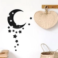 Vue détaillée des stickers muraux miroirs 3D lune et étoiles noirs pour décor de chambre - Noir