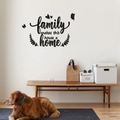 Detail of acrylic 3D wall stickers featuring family quote with butterfly and leaf accents - Black