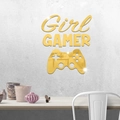 Dettaglio dell'adesivo murale Girl GAMER in acrilico specchiato oro per gamer - Oro