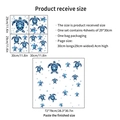 Blue gemstone sea turtle wall decals set including bubbles for bathroom decor stickers - Blue Sea Turtle (PH-QT852)