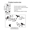 Bird on branch wall decal in black silhouette style, dimensions 34x58cm variant - Bird On Branches (PH-QT869)