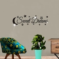 Dettaglio di adesivi murali specchiati 3D con testo Sweet Dreams, luna e stelle - Nero