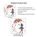 Adesivo murale ragazza con ombrello di fiori e farfalle decorative 14x14,5cm - Ragazza Ombrello Fiori Farfalle