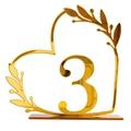 Golden mirror acrylic heart-shaped table number 3 for wedding table decor - Gold Number 3 (BT090)
