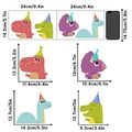 Glow in the dark cartoon dinosaur wall stickers set with size measurements in cm and inches - Dinosaur Switch Sticker (PH-YG835)