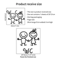 Cartoon-Figuren Toiletten-Wandtattoo mit WC-Schild in schwarzem Vinyl fürs Badezimmer - WC-Figuren Anzeige Stil (PH-QT893)