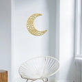 Nahaufnahme der goldenen hohlen Mondsichel Wandaufkleber mit geometrischen Sternenmustern - Hohler Mond (JM5023) / Gold