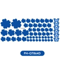 Muurstickers met diepblauwe bloemen en vlinders decoratie model PH-QT864D - Donkerblauw