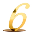 Eleganter goldener Tischnummer 6 aus Acryl mit poliertem Spiegel-Effekt für Hochzeiten - Gold Numerisch (Sechs)
