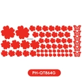 Vibrant red 3D flower and butterfly wall stickers for home decor, item PH-QT864G - Red