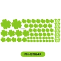 Green clover and butterfly wall stickers set in various sizes for room decor - Emerald Green