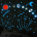 Adesivi murali sistema solare luminosi con pianeti e stelle blu per decorazione casa - Blu