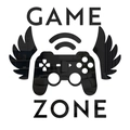 Detail van game controller muursticker van spiegelacryl met vleugels en Game Zone tekst - Zwart